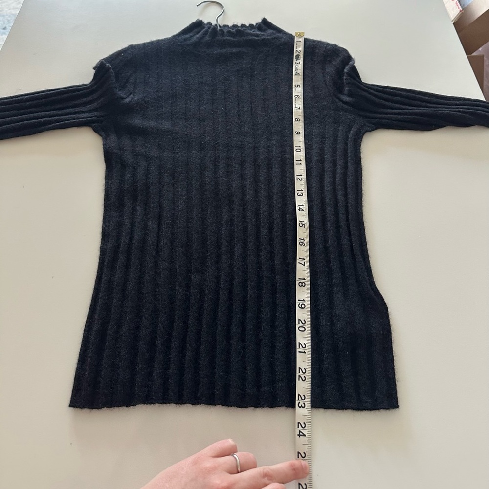 NEW Madewell Alpaca Blend Mock Neck Sweater Ribbed Black Sheer XS - Picture 4 of 7